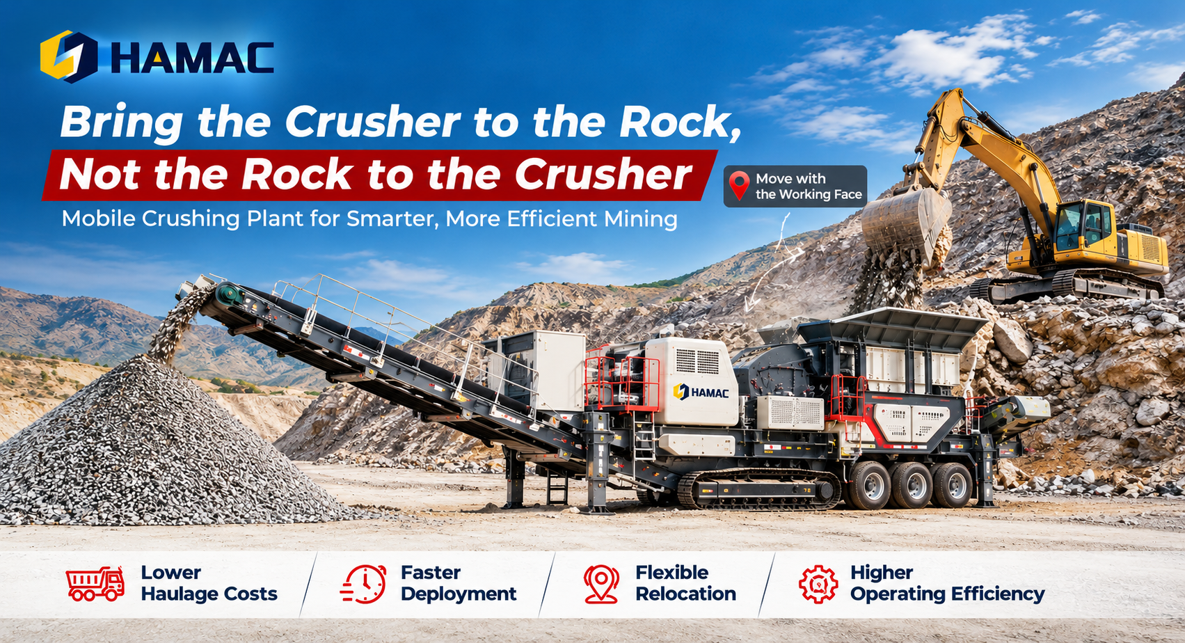 mobile crushing plant working in a quarry