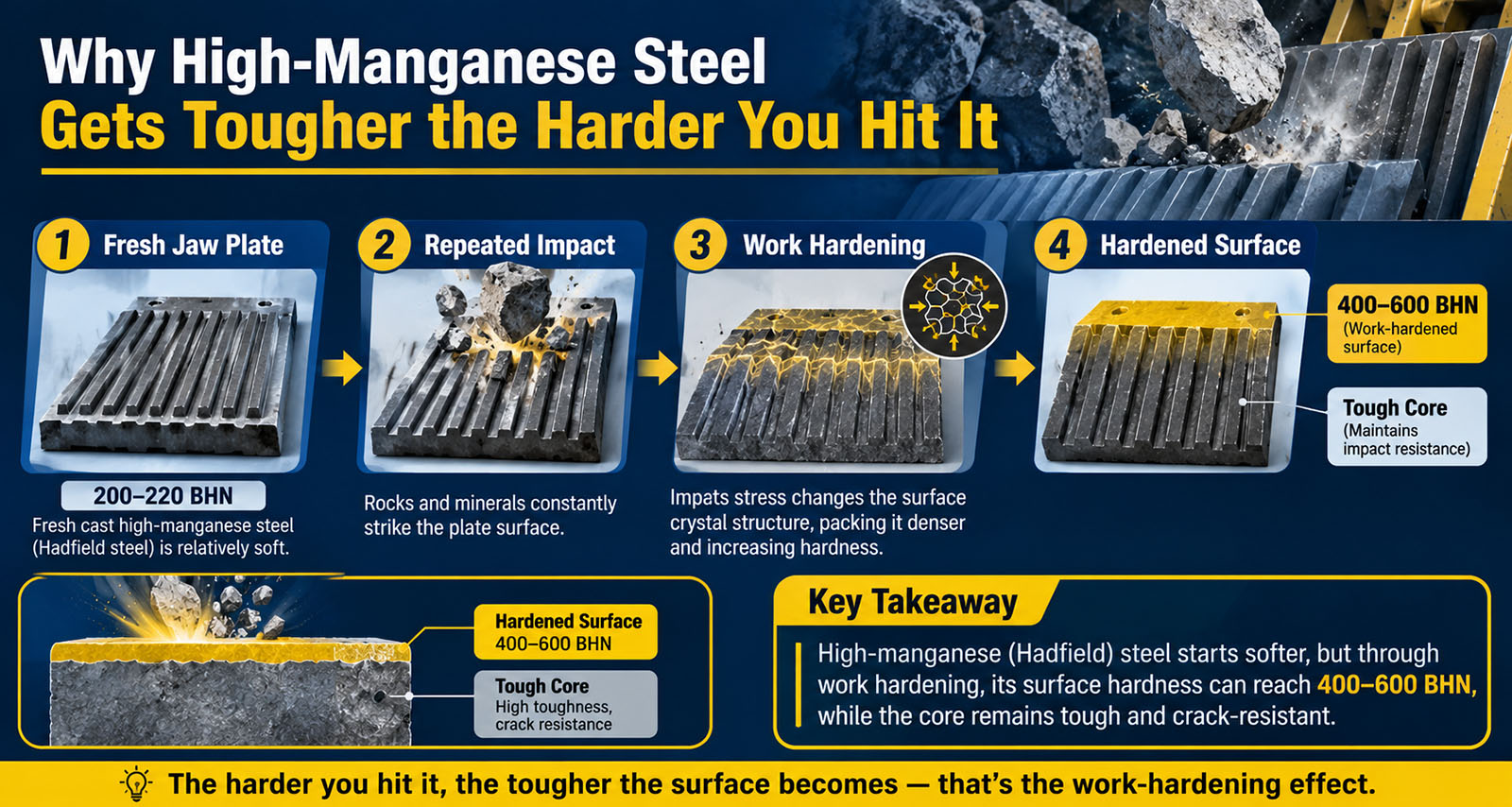 Why High-Manganese Steel Gets Tougher the Harder You Hit It