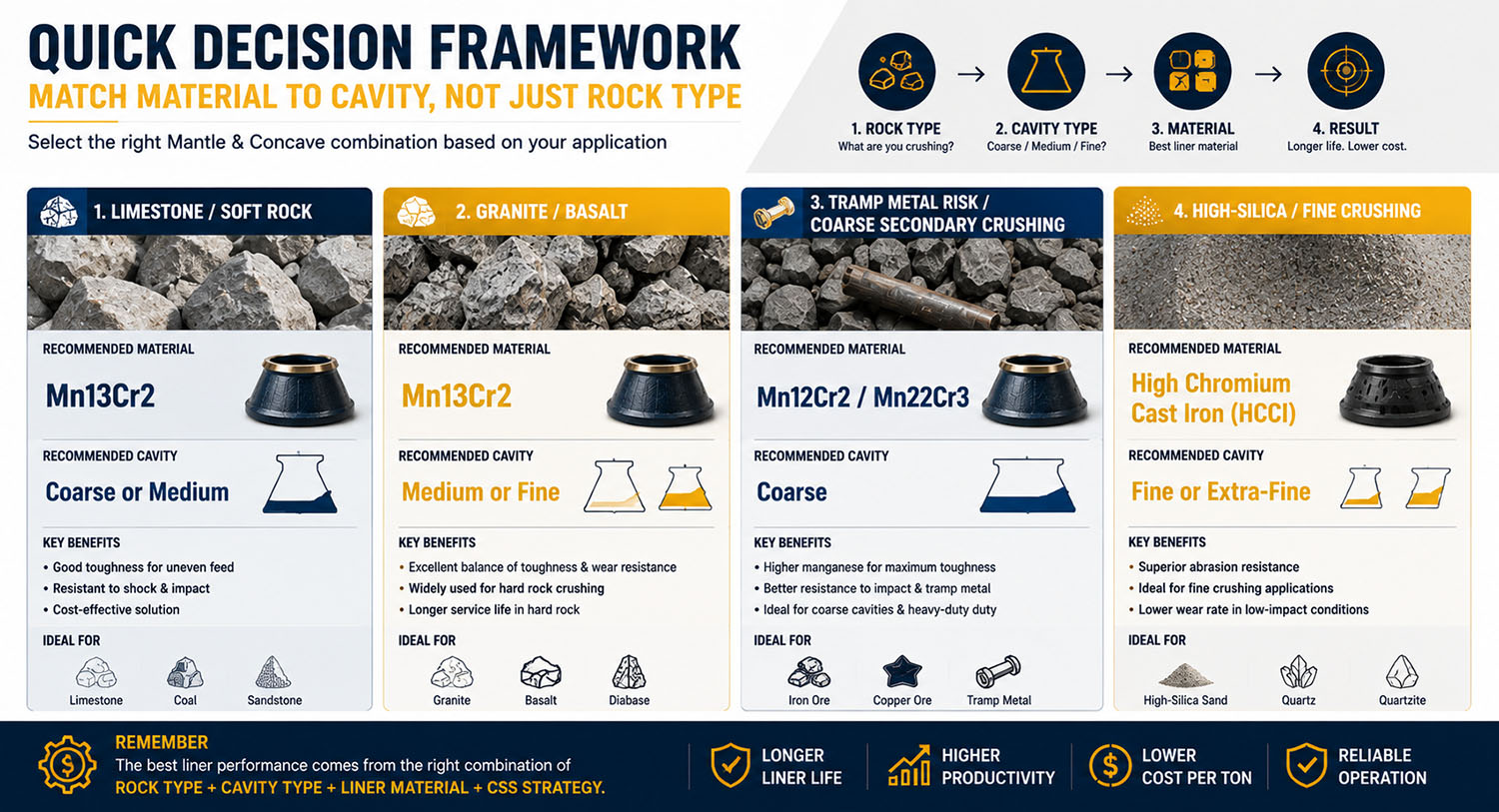 Quick Decision Framework: Match Material to Cavity, Not Just Rock Type